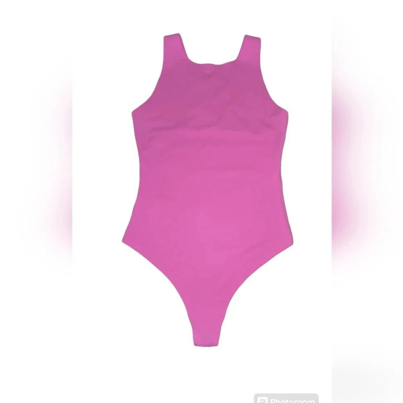 Smoothez by Aerie Hot Pink Barbie Core Racerback Thong Bodysuit, M - Picture 6 of 6